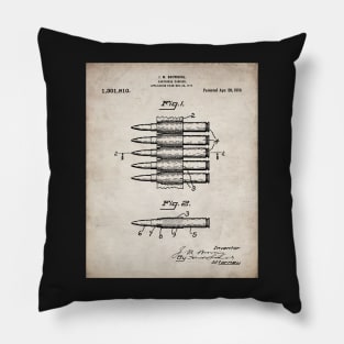 Bullet Cartridge Carrier Patent - Gun Lover Workshop Art - Antique Pillow