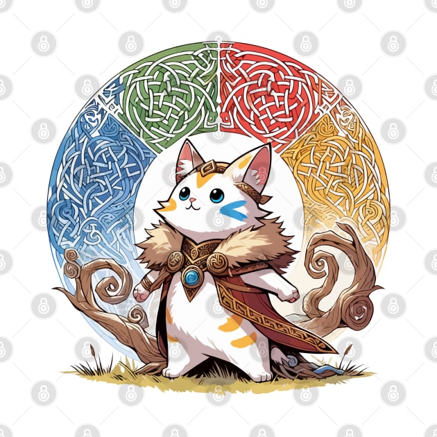 Kawaii Viking Warrior Cat Norse Mythology Anime Portrait by TomFrontierArt