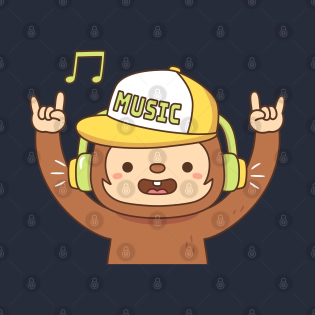 Cute Monkey Loves Listening To Music by rustydoodle