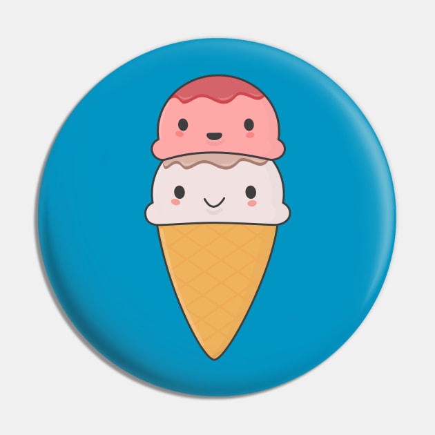 Kawaii Ice Cream Cone T-Shirt Pin by happinessinatee