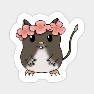 Cute brown gerbil with a flower crown Magnet