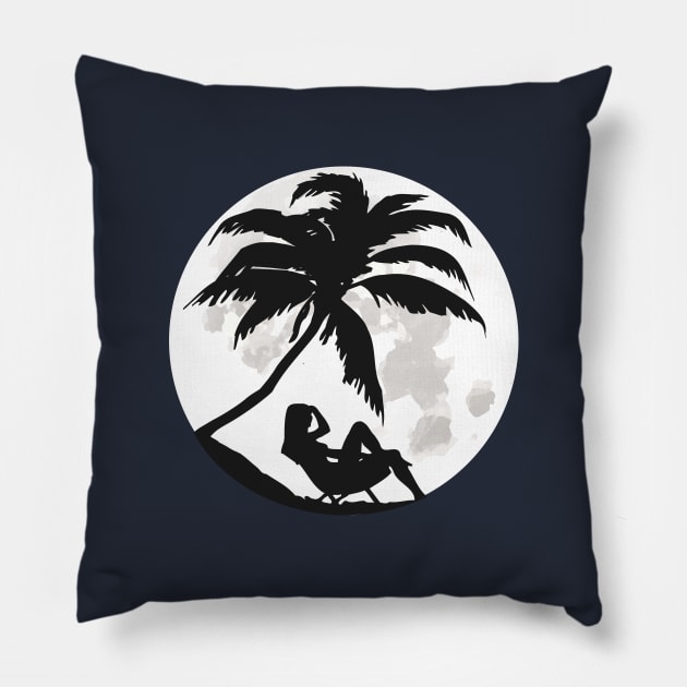 Moon rise Beach Silhouette Pillow by Brobocop