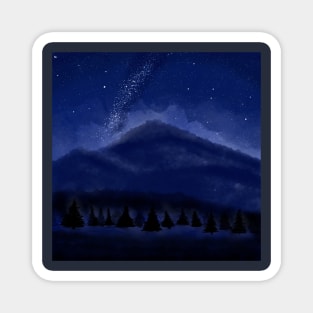 Cut Night art galaxy mountains and forest Magnet