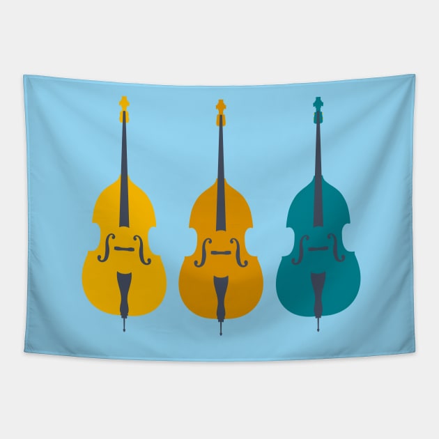 Trio of Teal Double Basses Tapestry by NattyDesigns