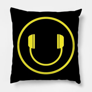 DJ HEADPHONES SMILEY FACE Pillow