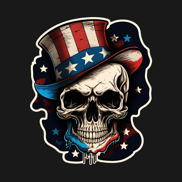 USA Proud Skull Top Hat Americana Tattoo Retro Flash Hip Tattoo Patriot Old School by The Dirty Gringo