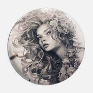 The Reflection of Feminine Essence: Portrait of a Woman in Harmony Pin