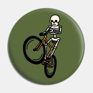 Bike Wheelie Skeleton Dude Pin