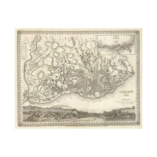 Vintage Map of Lisbon Portugal (1844) T-Shirt