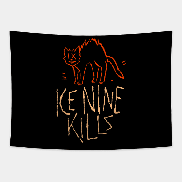 Ice Music Nine Band Kills  – INK Halloween Cat Tapestry by lianbiang