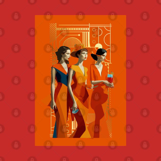 Three art deco women by CatCoconut-Art