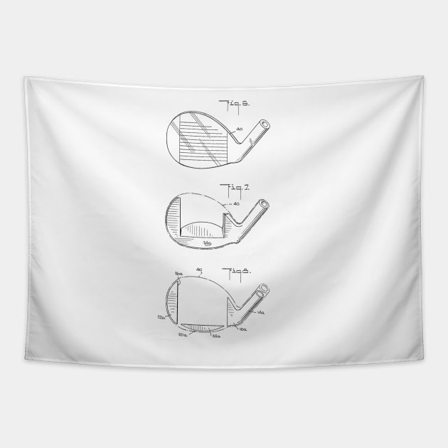 Golf Club Vintage Patent Drawing Tapestry by TheYoungDesigns