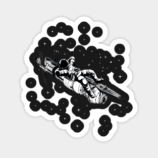 Astronaut Relaxing - Space Station - Black - Sci-Fi Magnet