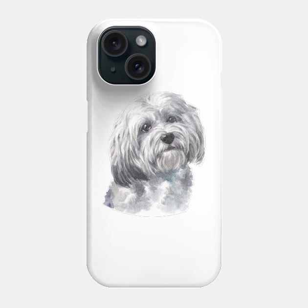 Cute White Havanese Watercolor Art Phone Case by doglovershirts