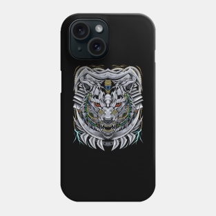 Wolves head illustration with a mecha theme Phone Case