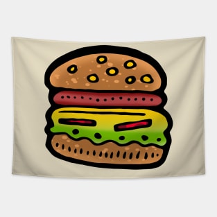 Simple Burger Cartoon Drawing Tapestry