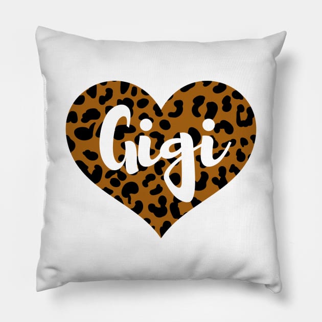 Cute Leopard Print Gigi Heart Pillow by Hello Sunshine