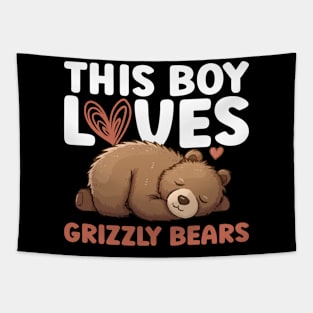 This Boy Loves Grizzly Bears - Grizzly Bear Tapestry