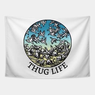 Thug Life ///// Vintage Medieval Illustration Design Tapestry