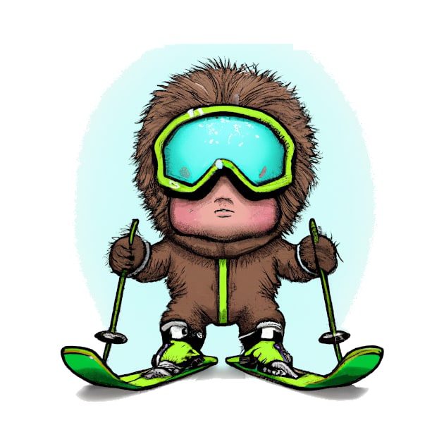 Cute Skiing Chibi Baby Wearing a Fur Suit by ShirtStories