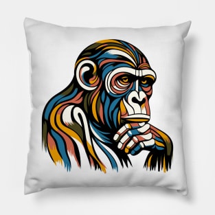 Pop art monkey illustration. cubism illustration of monkey Pillow