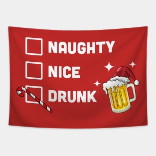 Nice Naughty Drunk Check Christmas Beer Funny Drinking Xmas Tapestry