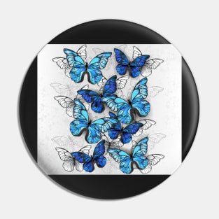 Composition of White and Blue Butterflies Pin