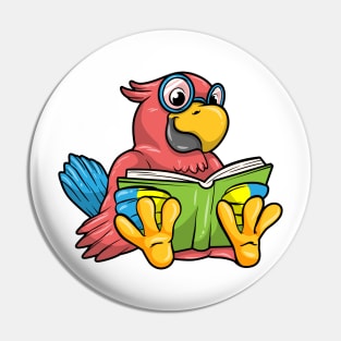 Parrot as Nerd with Glasses and Book Pin