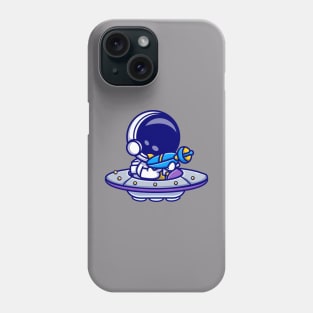 Astronaut Holding Weapon In UFO Spaceship Cartoon Phone Case