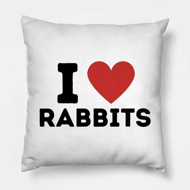 I Love Rabbits Simple Heart Design Pillow by Word Minimalism