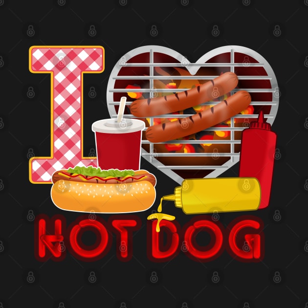 I love Hot Dog by Cheer Tees