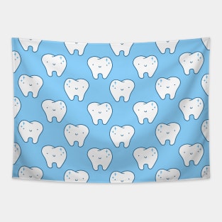 Cute Tooth Blue Pattern Tapestry