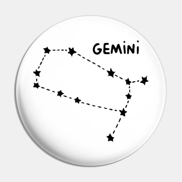 Zodiac Sign - Gemini Black Pin by Uwaki