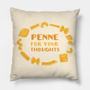 "Penne for your Thoughts" - pasta pun in yellow - Food of the World: Italy Pillow