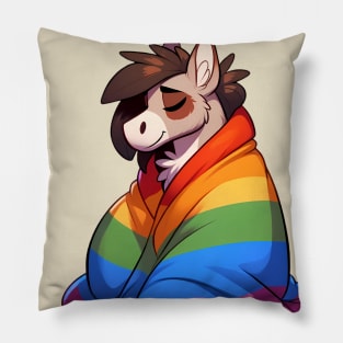 Comfy Womfy Furry Pride Horse LGBTQ Rainbow Pillow