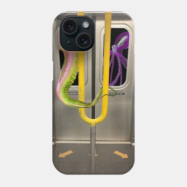 Octopus Subway Straphangers Phone Case by Mischief and Musings