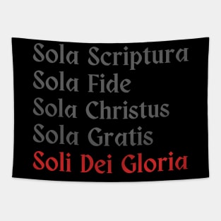 Five Solas in dark gray text Tapestry