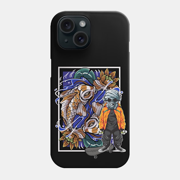 Sk8boarding Grafitti Sprayer In Japanese Koi Design Phone Case by printjobz