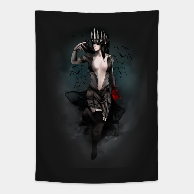 Morrigana Tapestry by violrncesignart