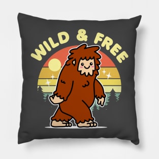 Sasquatch Wild and Free Kawaii Bigfoot Pillow