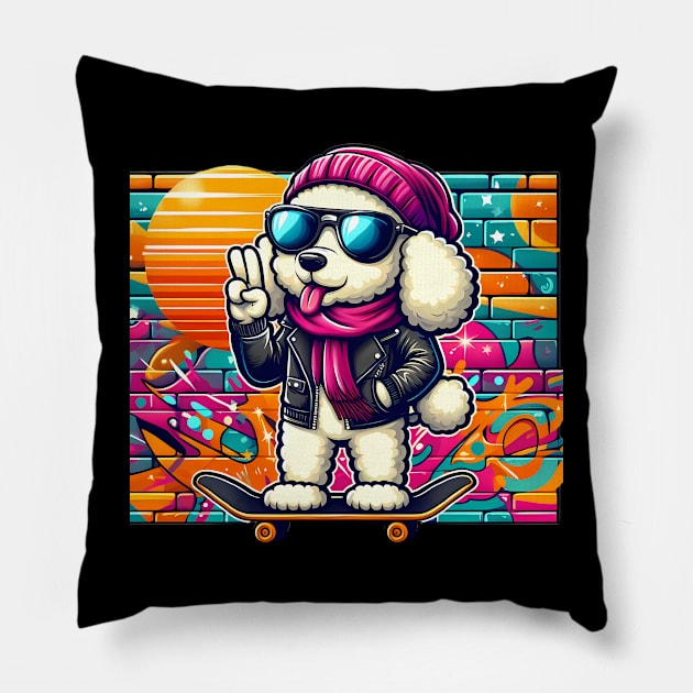 Funny Poodle with Sunglasses Pillow by CreativeSparkzz