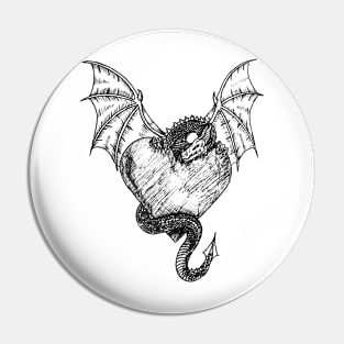 dragon protecting a heart Pin