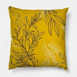 Minimal Yellow Floral Pattern Pillow