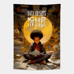 Black History Month: Black Authors Matter on a Dark Background Tapestry