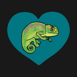 Teal Heart Colorful Chameleon for Chameleon Lovers T-Shirt