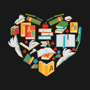 Heart Books Nerd Reading T-Shirt