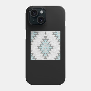 Aqua And Grey Kilim - Linen Texture Phone Case