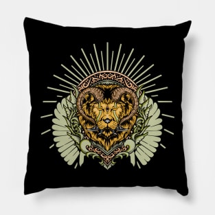 Awesome lion with horns Pillow