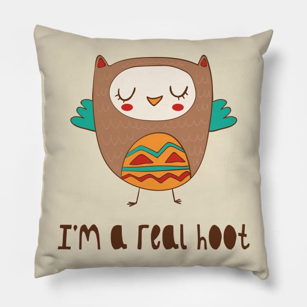 I'm A Real Hoot! Pillow by Dreamy Panda Designs