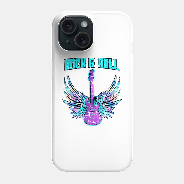 Rock and Roll ,Guitar and Angel Wings Phone Case by Merilinwitch